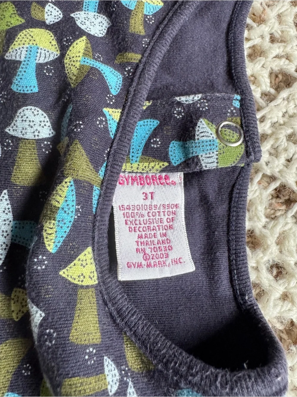 Vintage Gymboree Navy Mushroom Dress Pink Floral 3T Early 2000’s